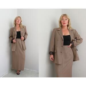 1980's Vintage Custom Tailored Houndstooth Skirt & Blazer Suit Set Women's MD LG